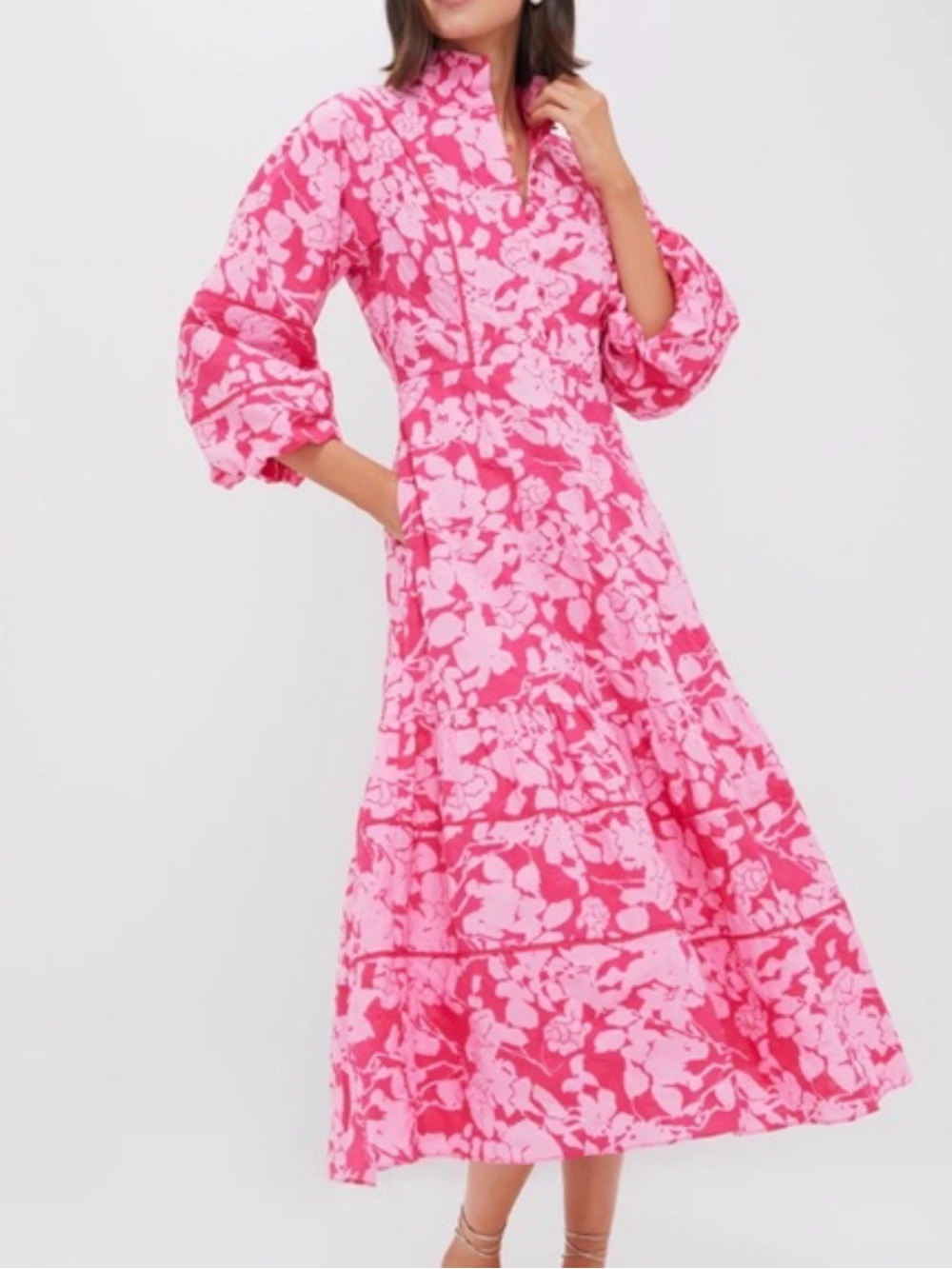 Tuckernuck Hyacinth Hillsborough Pink Floral Midi Dress